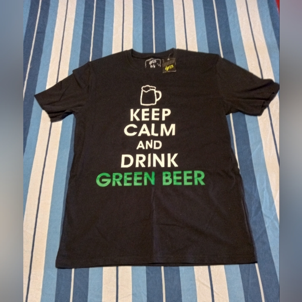 Black Graphic T-Shirt - Keep Calm and Drink Green Beer